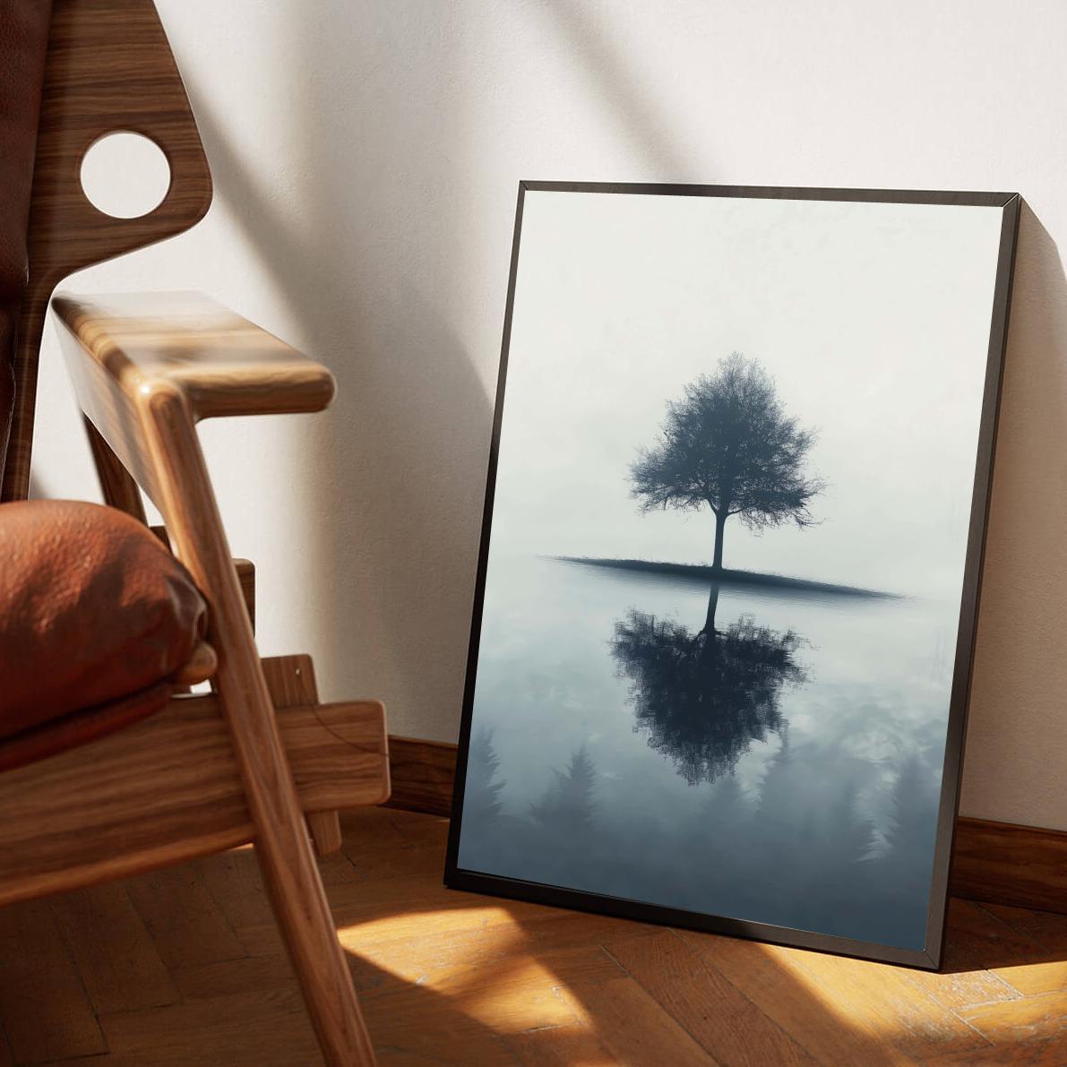 Tree Minimalist Zwart-Wit dans un intérieur