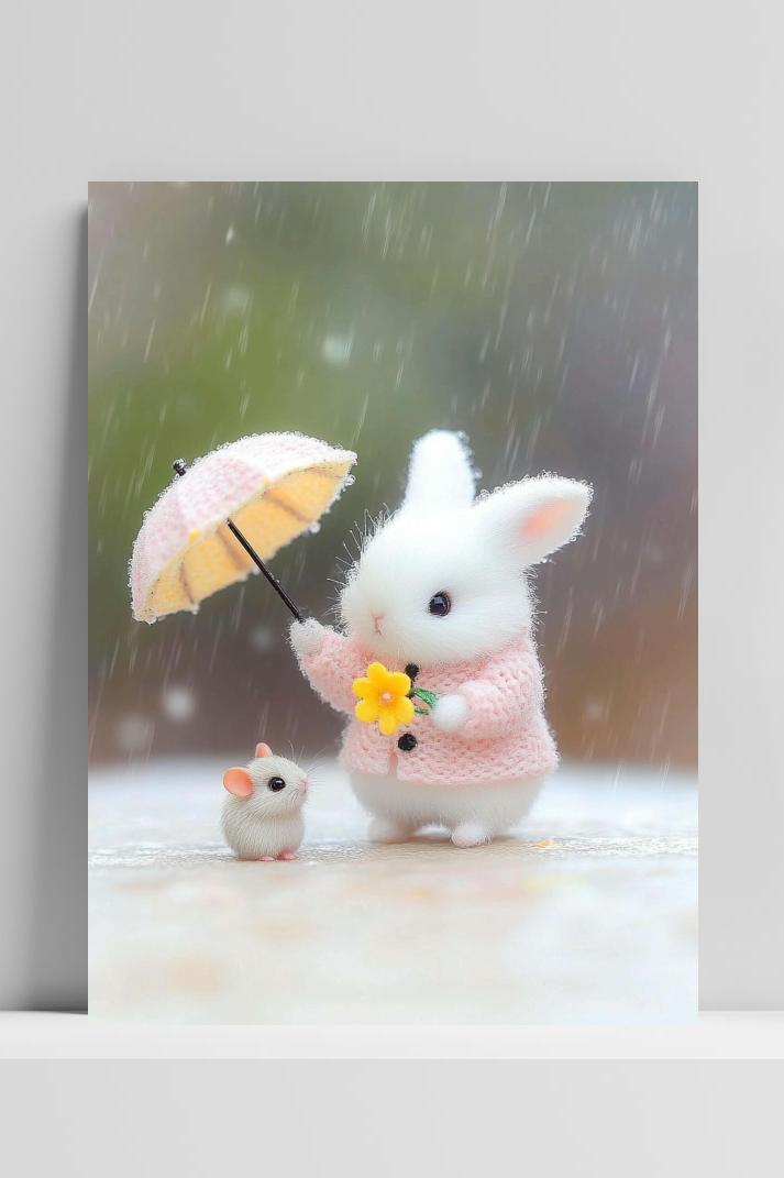 Rabbit Mouse Umbrella op 3mm aluminium dibond