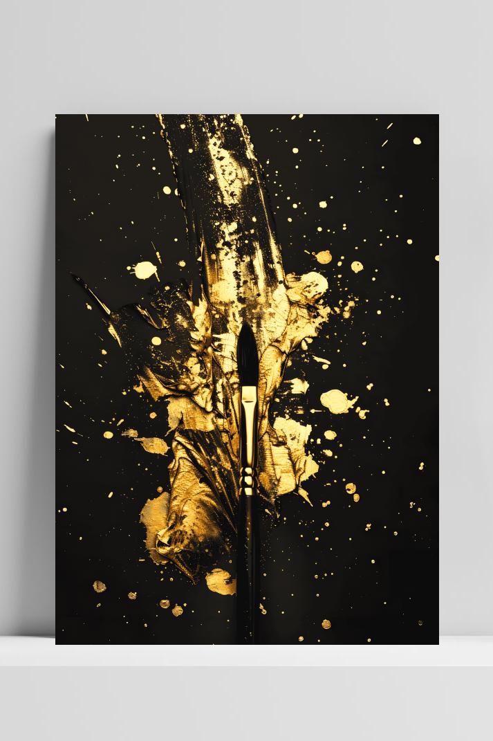 Gouden Kwast op 3mm aluminium dibond