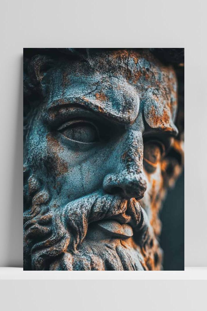 Griekse God op 3mm aluminium dibond
