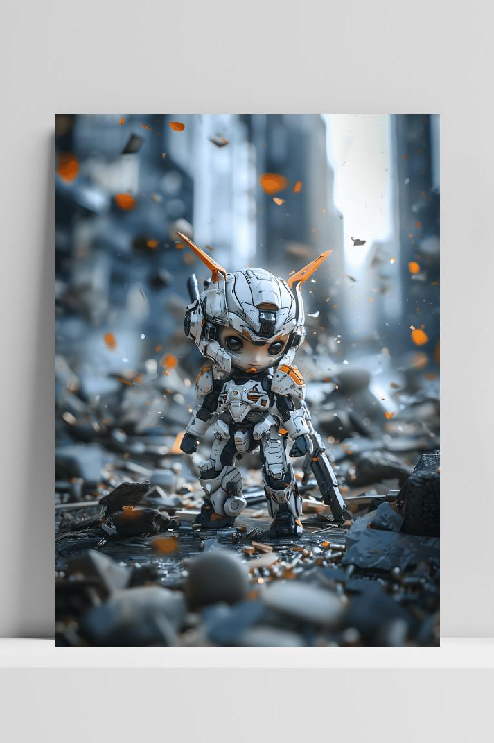 Schattige Mecha op 3mm aluminium dibond