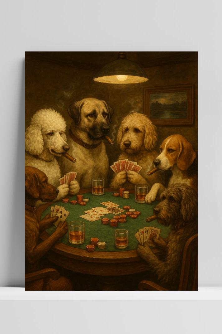 Poker Dogs op 3mm aluminium dibond