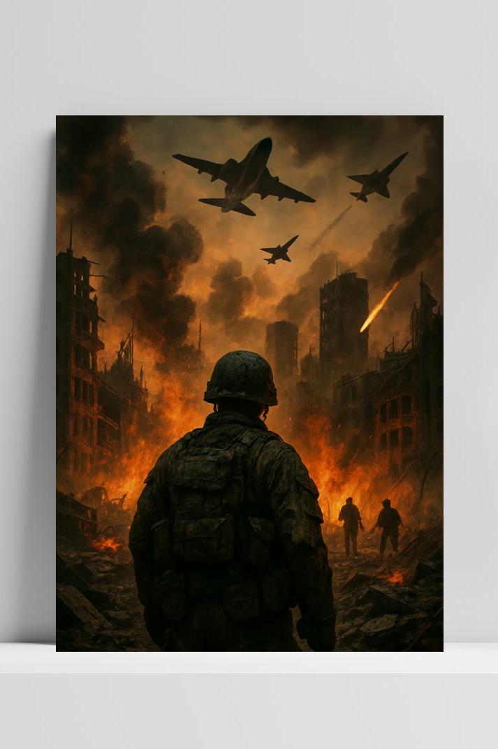 War Soldiers Jets op 3mm aluminium dibond