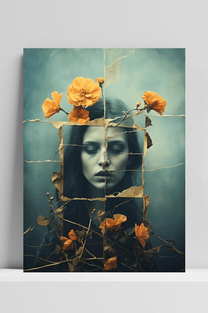 Gescheurde Bloem op 3mm aluminium dibond
