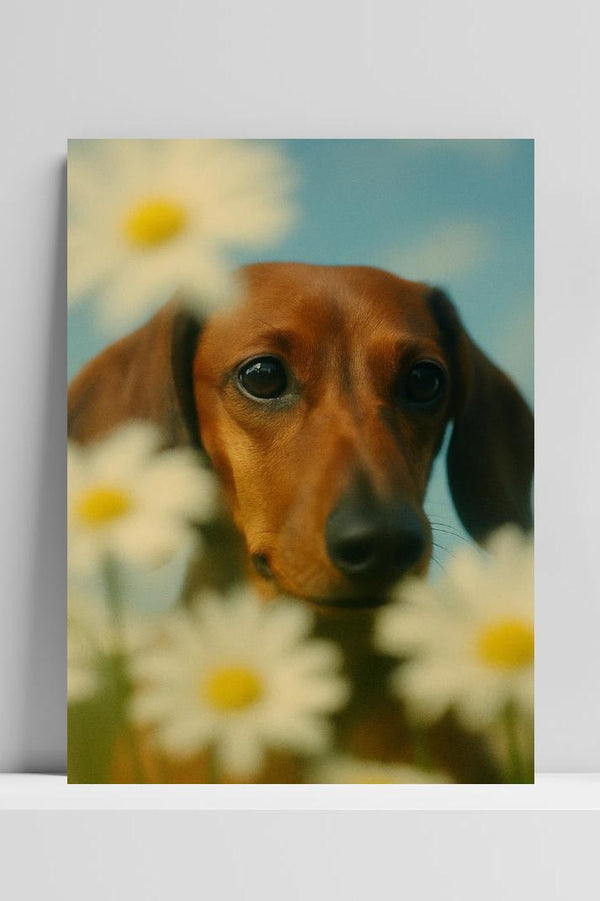 Dachshund Dog Daisy Flower poster