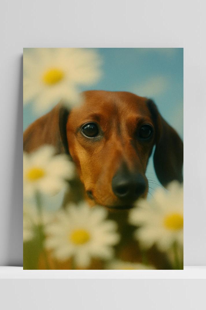 Dachshund Dog Daisy Flower poster van 25 Artstreet