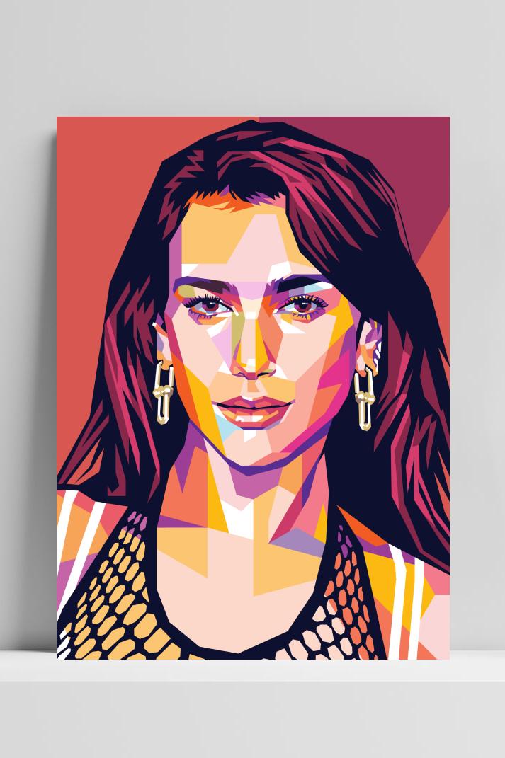 Dua Lipa op 3mm aluminium dibond