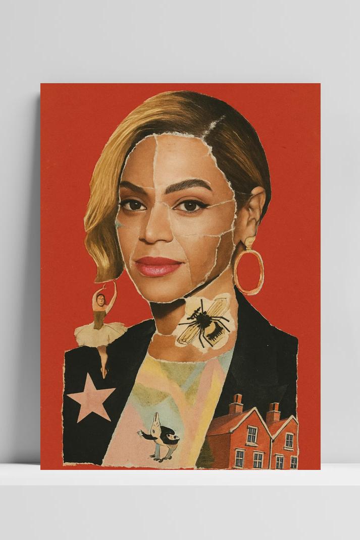 Beyonce Collage op 3mm aluminium dibond