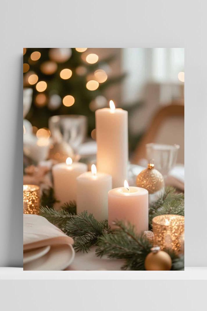 Kersttafel Kaarsen op 3mm aluminium dibond