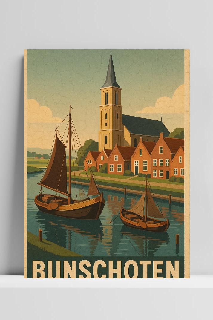 Bunschoten Text Vintage op 3mm aluminium dibond