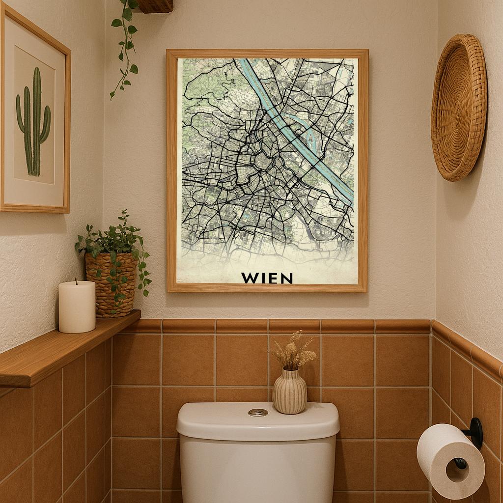 Wien Map Österreich Vintage poster sfeerbeeld 3