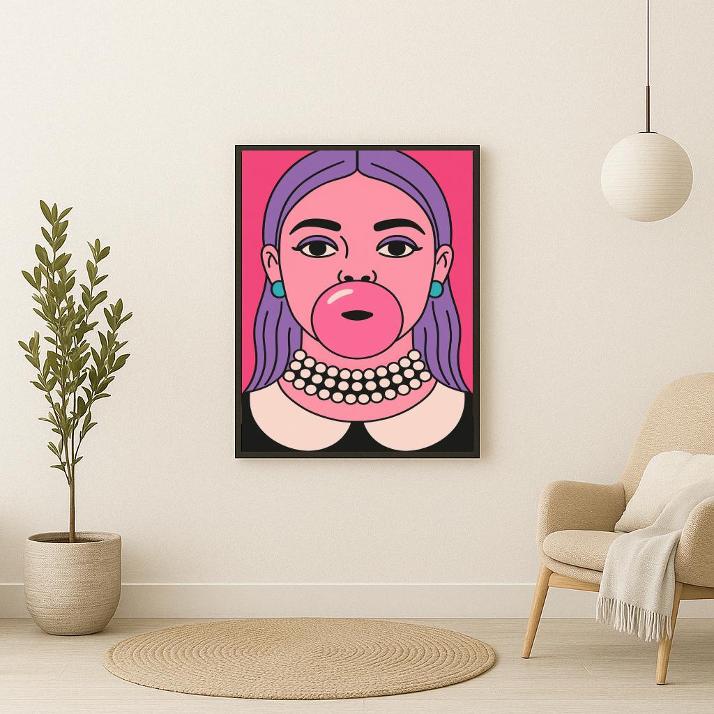 Woman Bubble Gum Cartoon poster sfeerbeeld 2