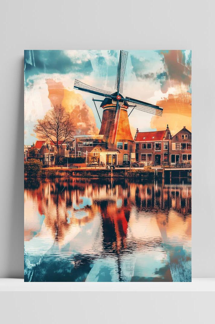 Stadsmolen op 3mm aluminium dibond