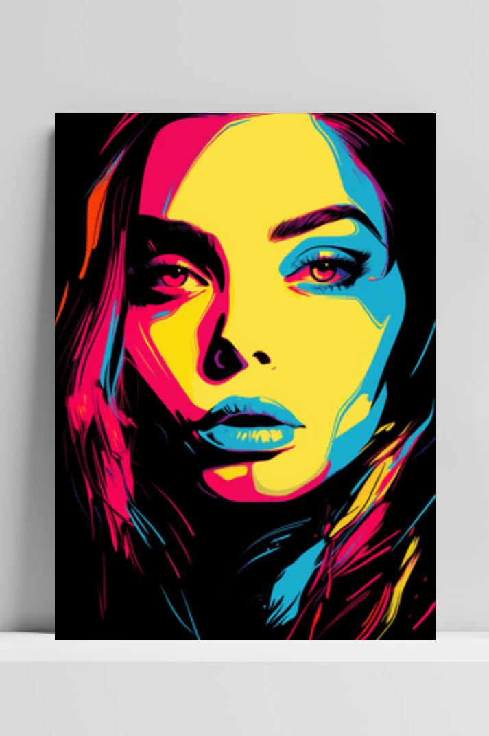 Vrouw in Kleuren op 3mm aluminium dibond