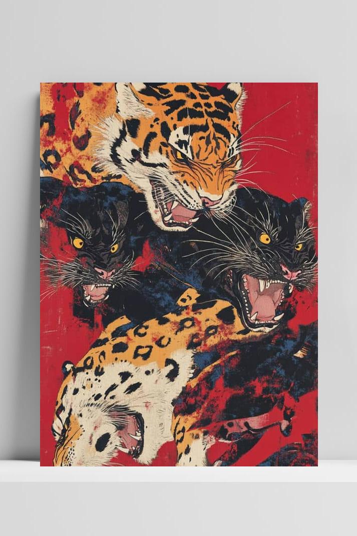 Wilde Tijgers op 3mm aluminium dibond