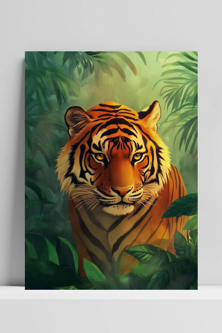 Tijger Jungle op 3mm aluminium dibond