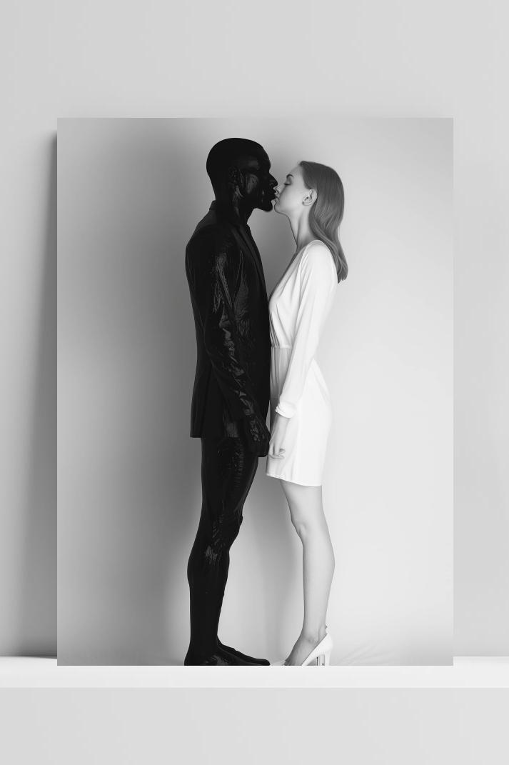 Man Vrouw Yinyang op 3mm aluminium dibond
