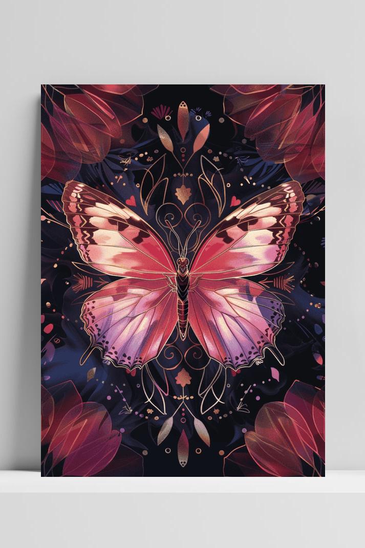 Rode Vlinder op 3mm aluminium dibond