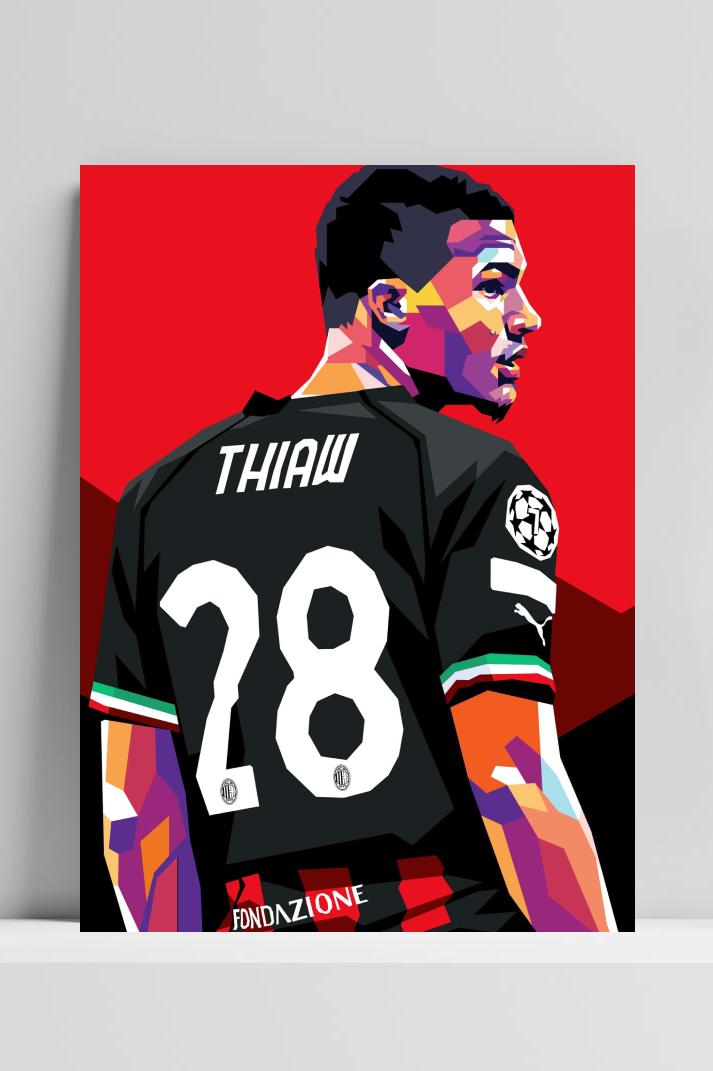 Malick Thiaw Pop Art op 3mm aluminium dibond