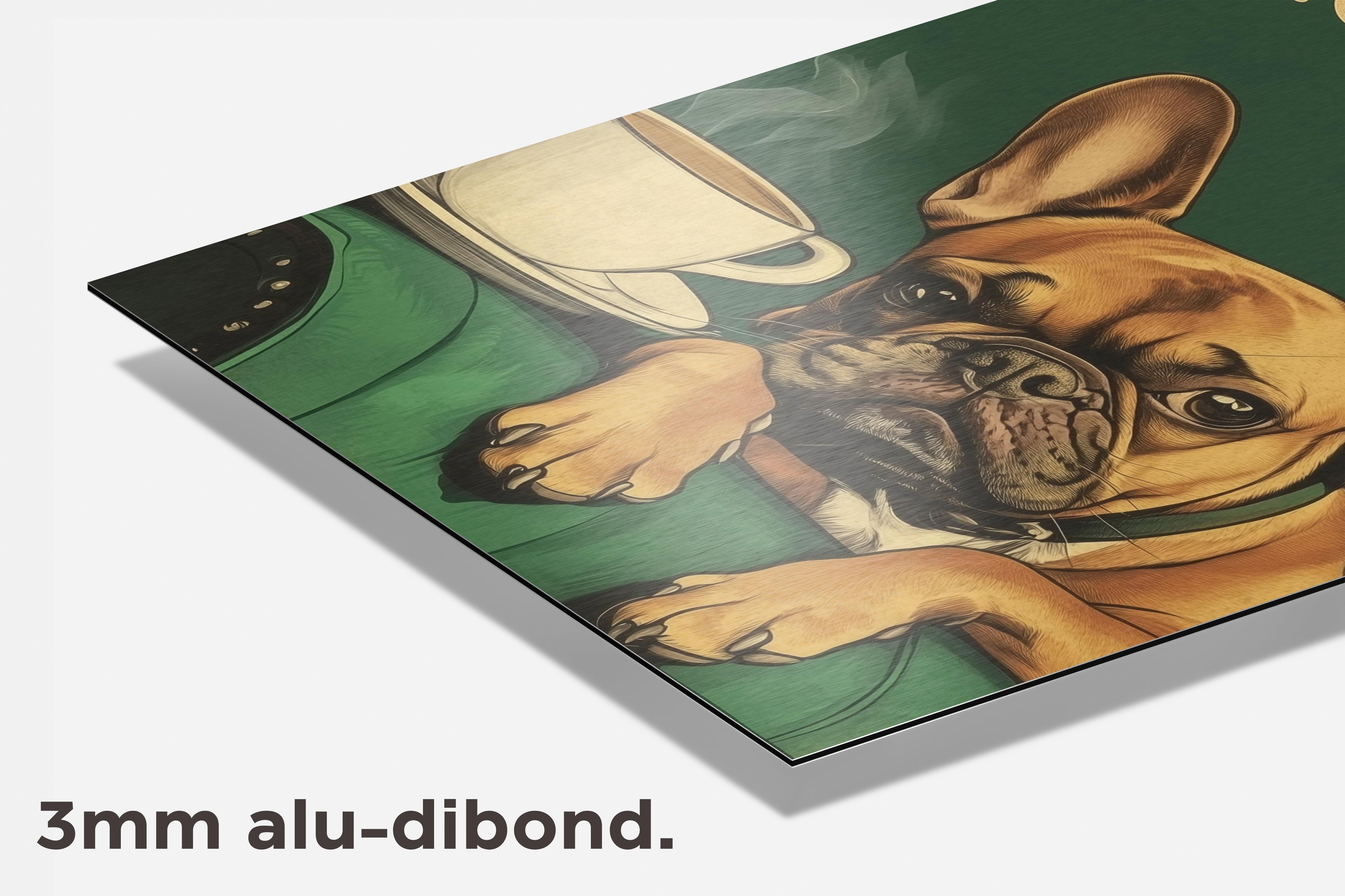Koffie Franse Bulldog dibond detail