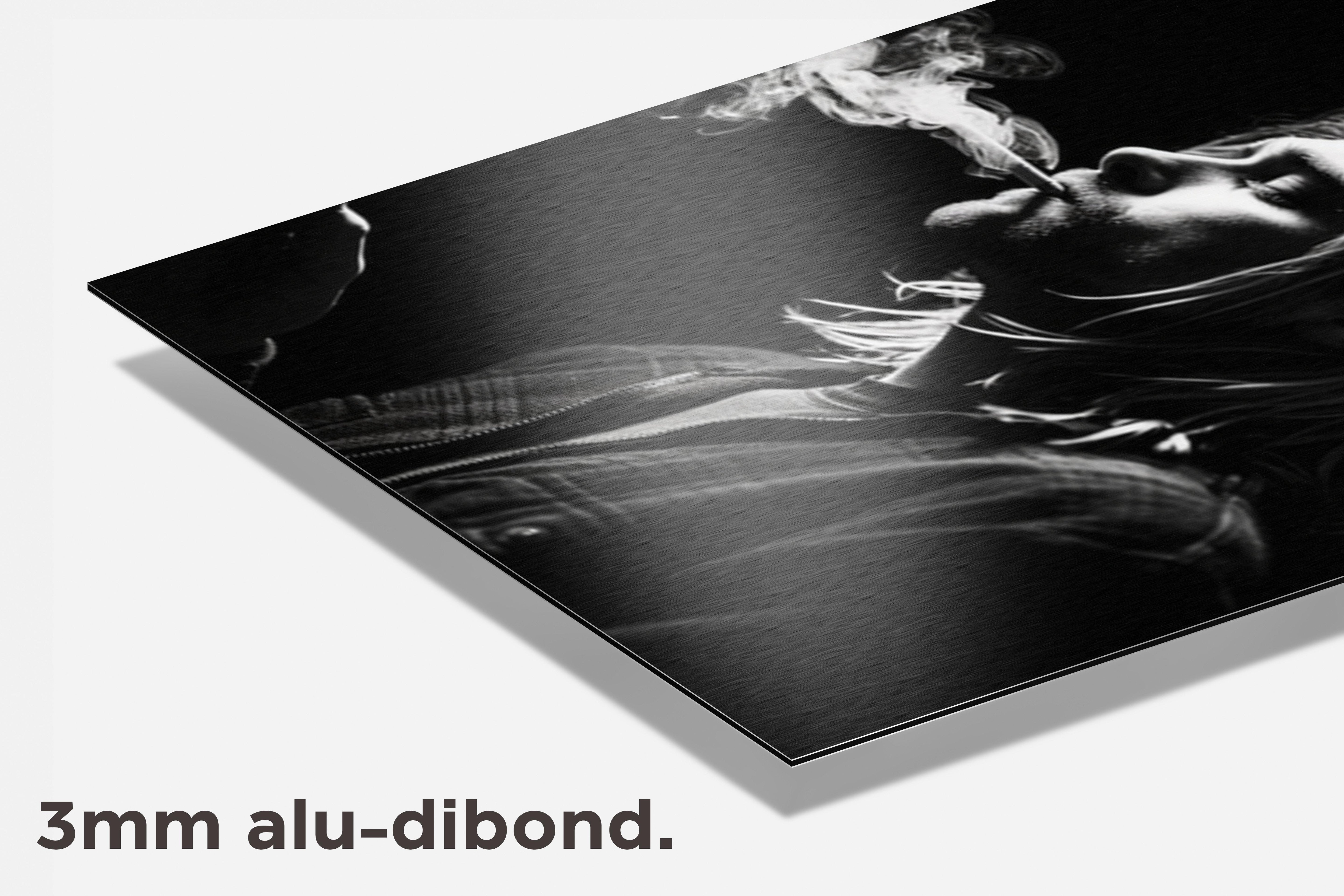 Kurt Cobain Zwart Wit dibond detail