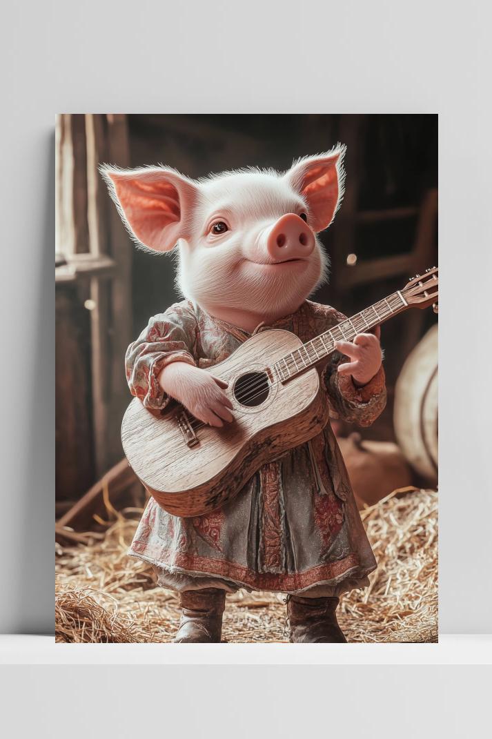 Varken Gitaar op 3mm aluminium dibond