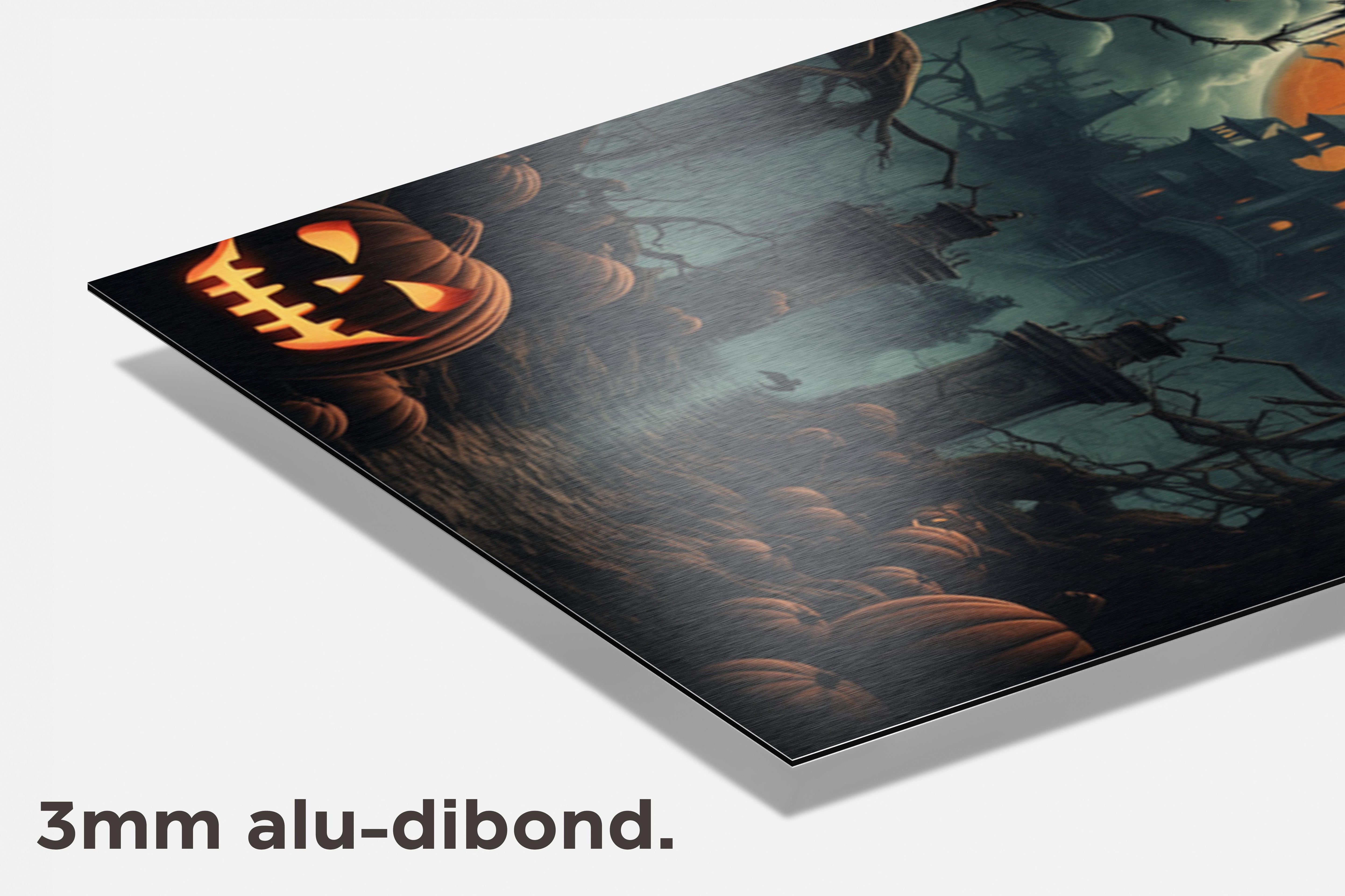 Halloween Kasteel Pompoen dibond detail