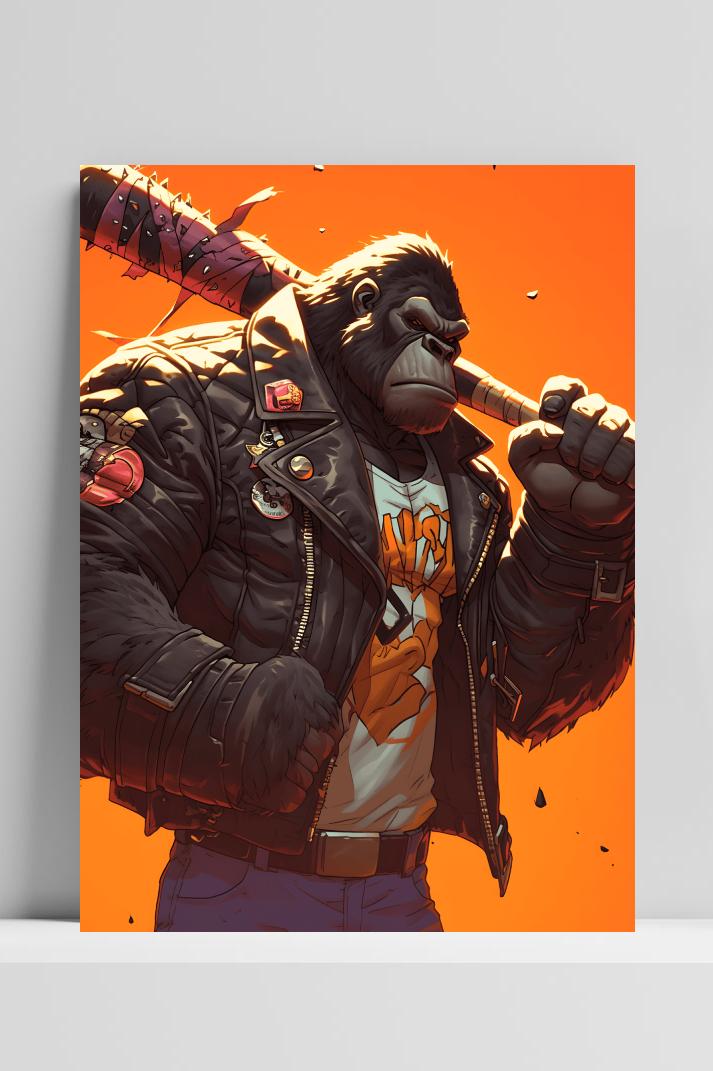 Gorilla Honkbalknuppel op 3mm aluminium dibond