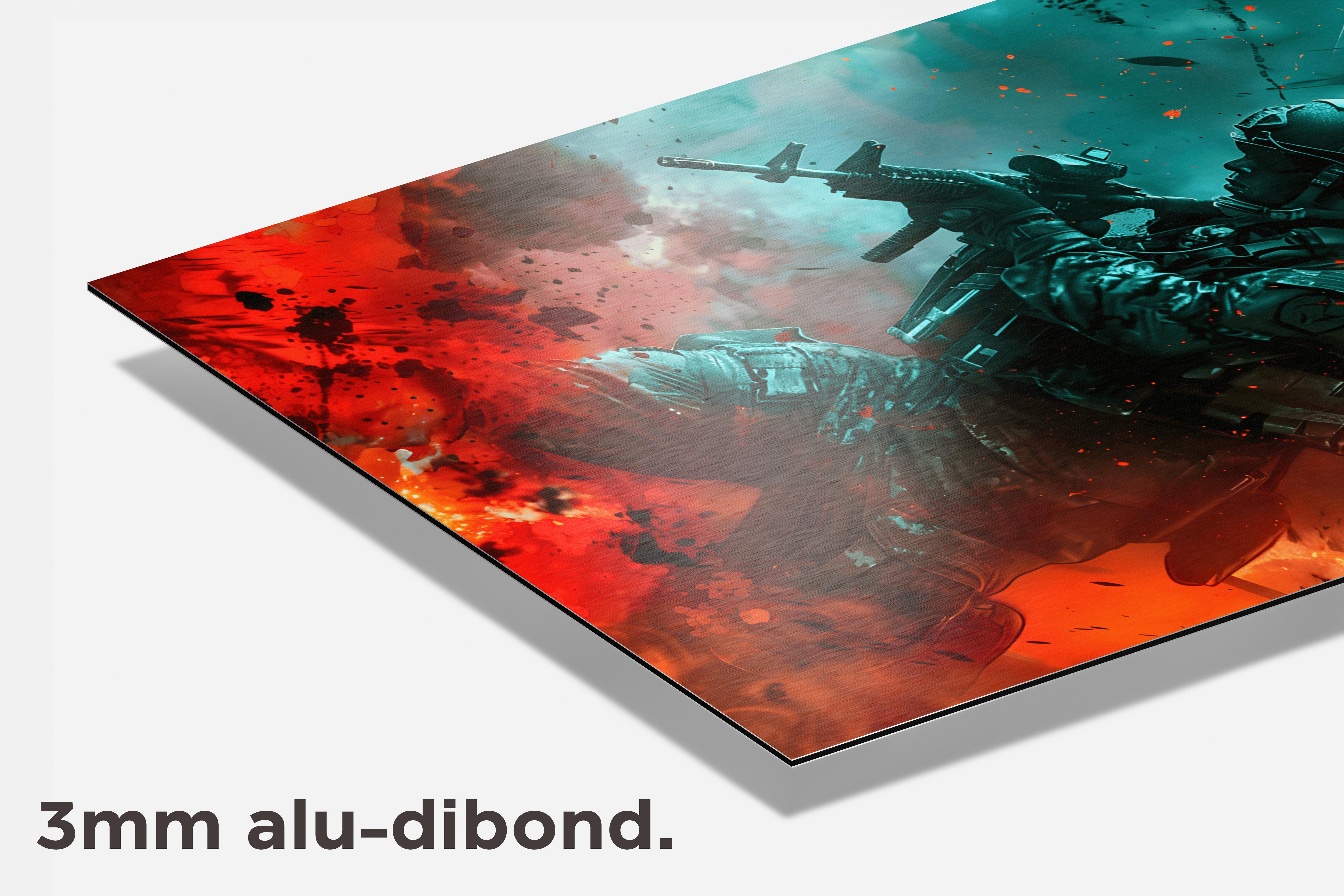 Militair Explosie dibond detail