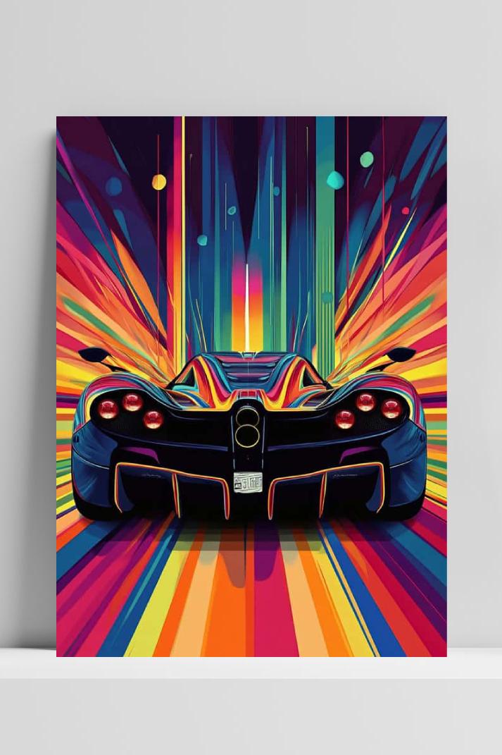 Sports Car Rear op 3mm aluminium dibond