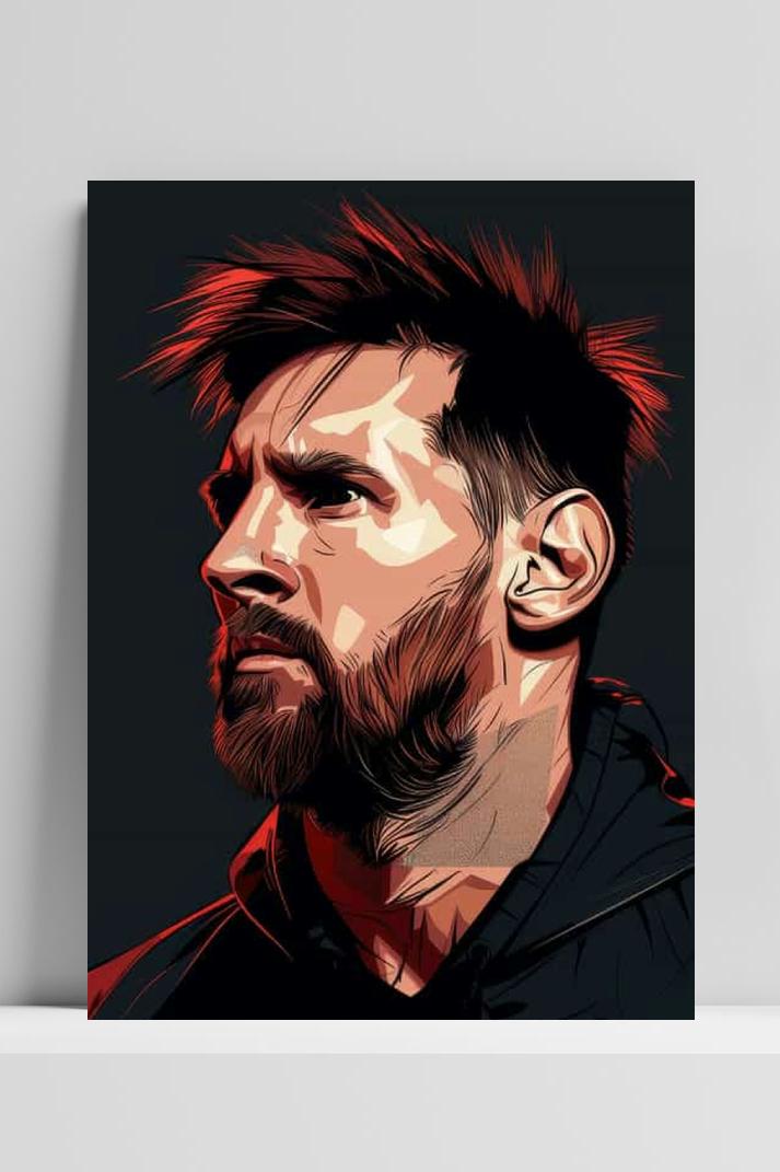 Lionel Messi Pop Art op 3mm aluminium dibond