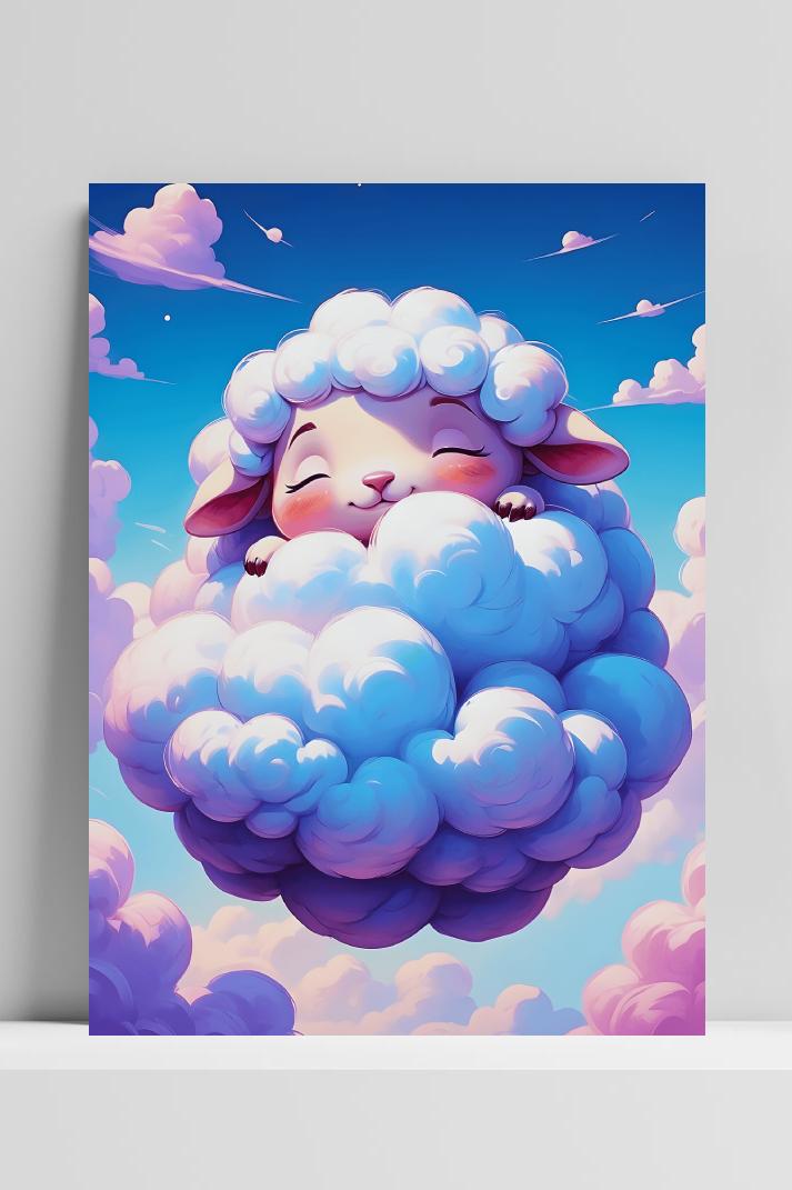 Schaapje in Wolk op 3mm aluminium dibond