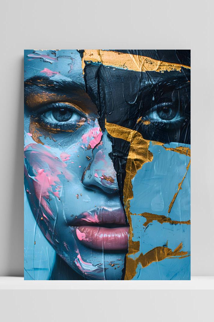 Collage Vrouw op 3mm aluminium dibond