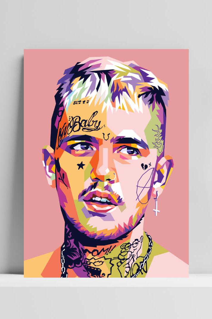 Lil Peep roze op 3mm aluminium dibond