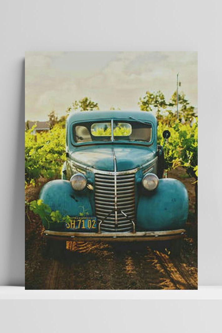 Auto Oldtimer Boerderij op 3mm aluminium dibond