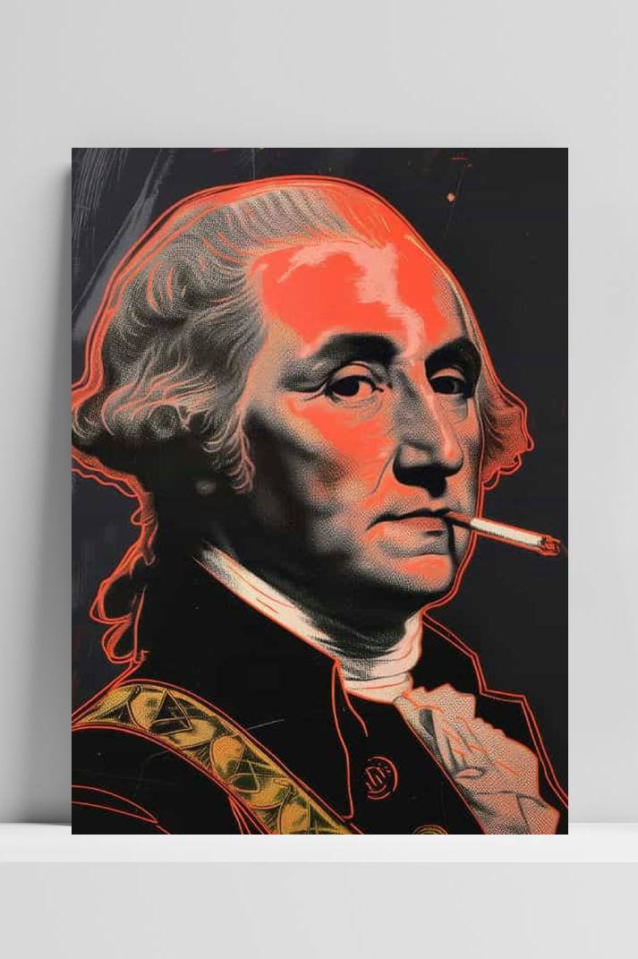 George Washington op 3mm aluminium dibond