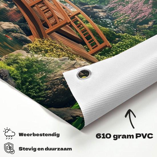 Tuinposter Japan Vijver materiaal-detail: 610 grams weerbestendig PVC-doek
