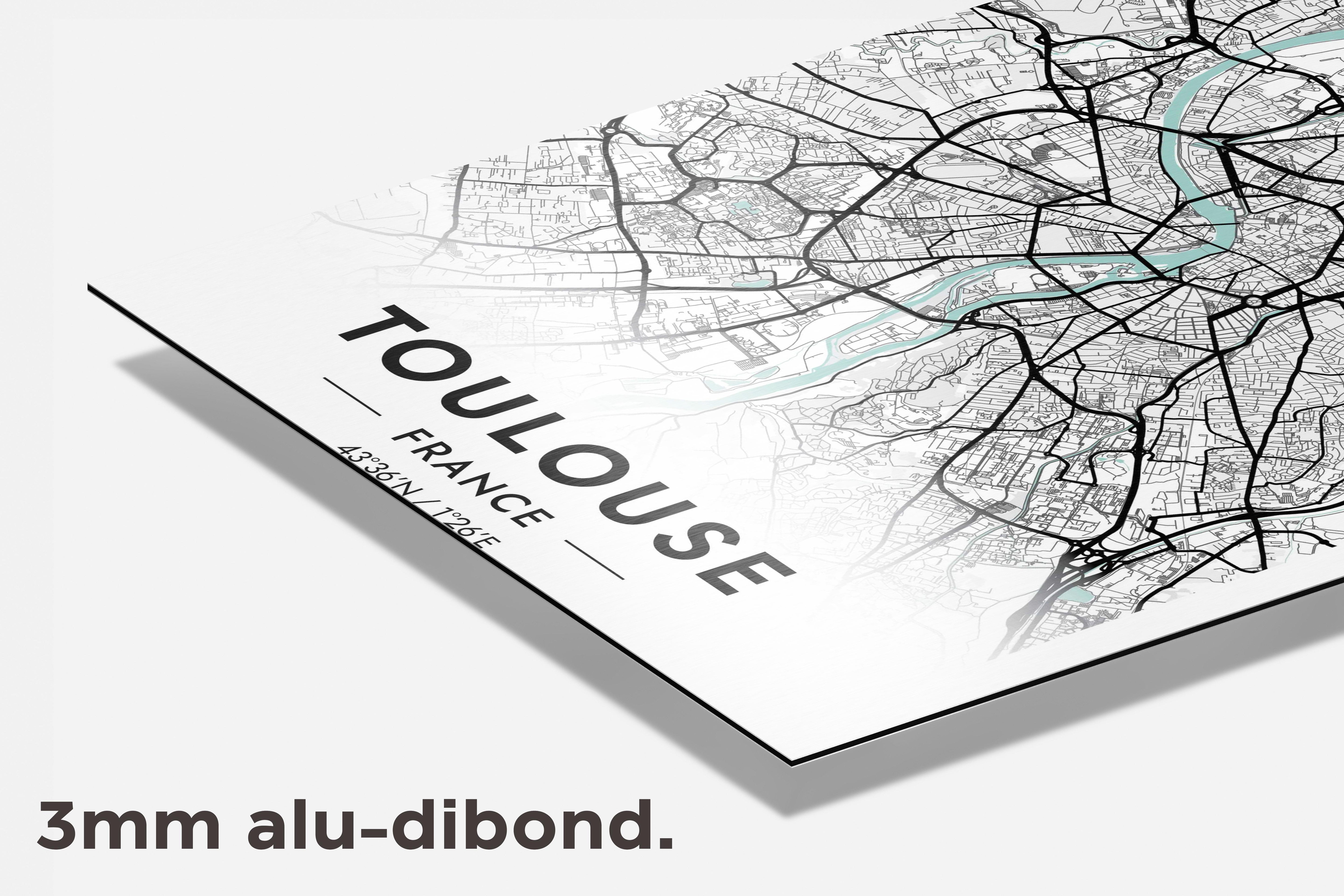 Toulouse Kaart Frankrijk dibond detail