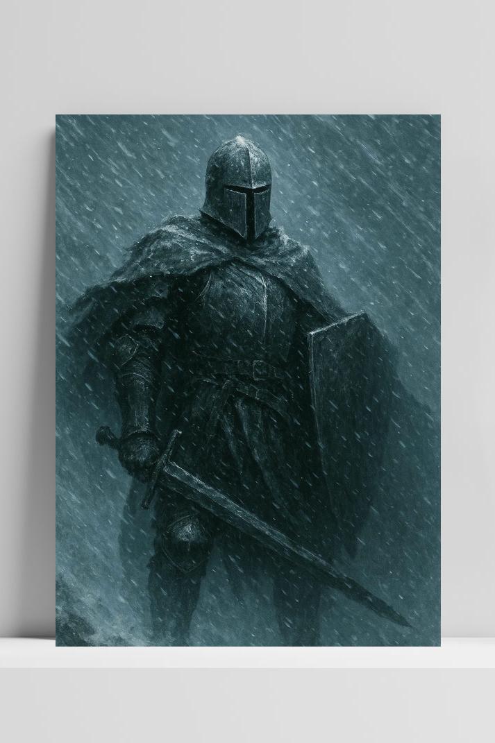 Knight Snow op 3mm aluminium dibond