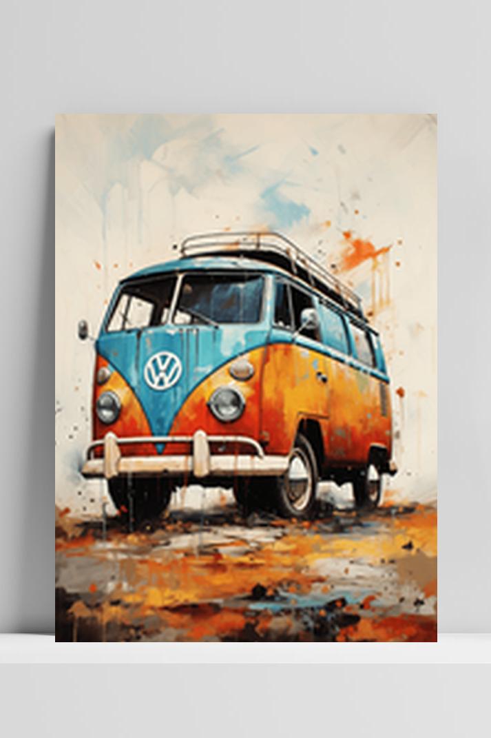 Volkswagen Busje op 3mm aluminium dibond