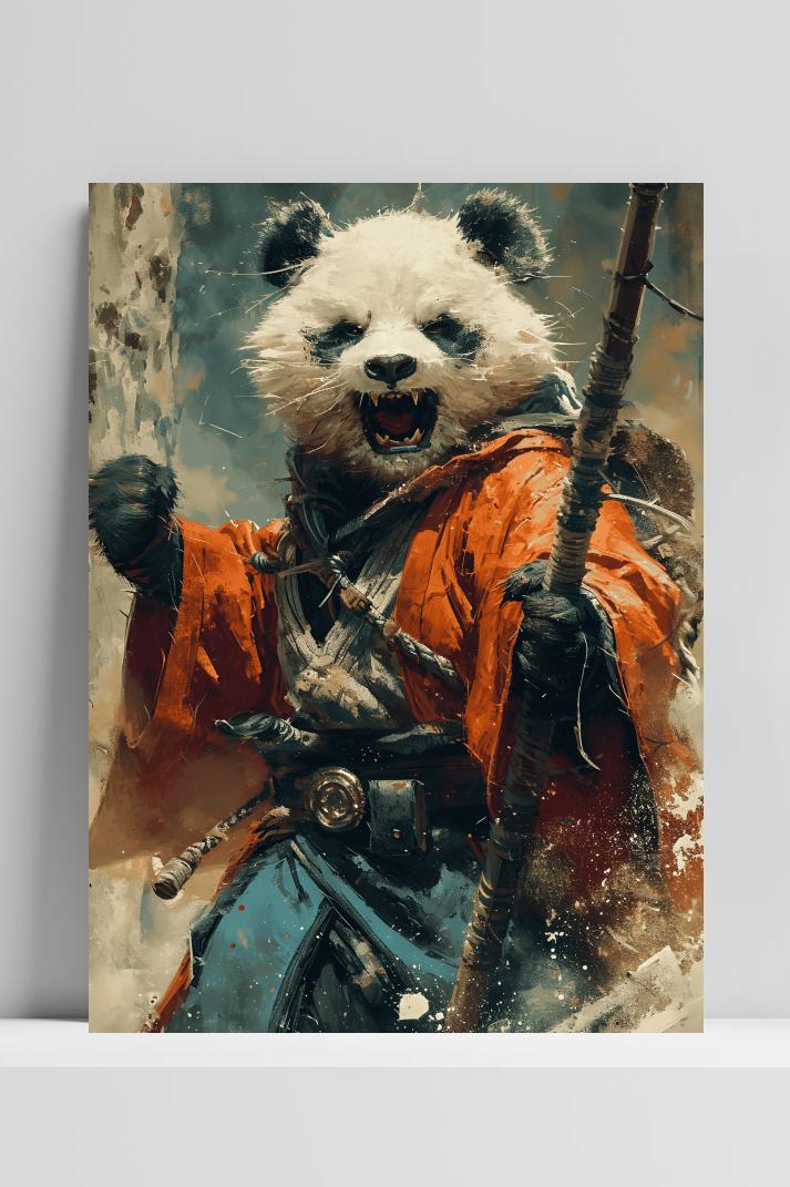 Panda Krijger op 3mm aluminium dibond