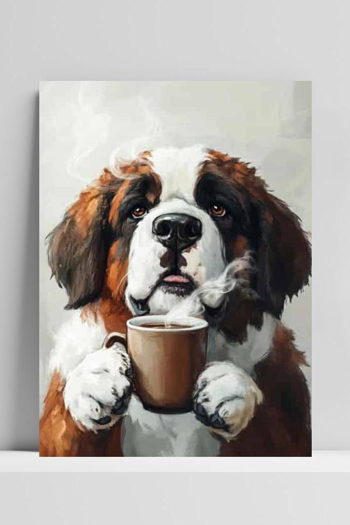 Hond Koffie op 3mm aluminium dibond