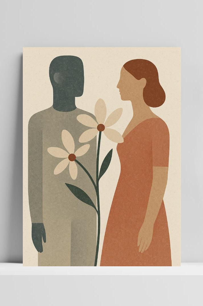Couple Flower Minimalistic Art Love in interieur