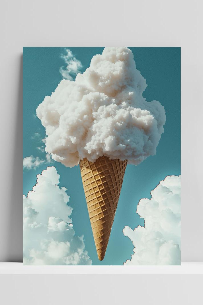 Cloud Ice Cream op 3mm aluminium dibond