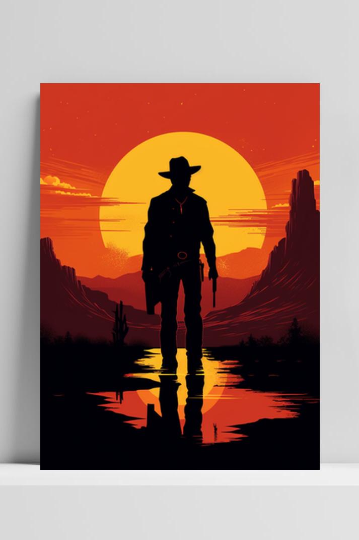 Cowboy Sunset op 3mm aluminium dibond