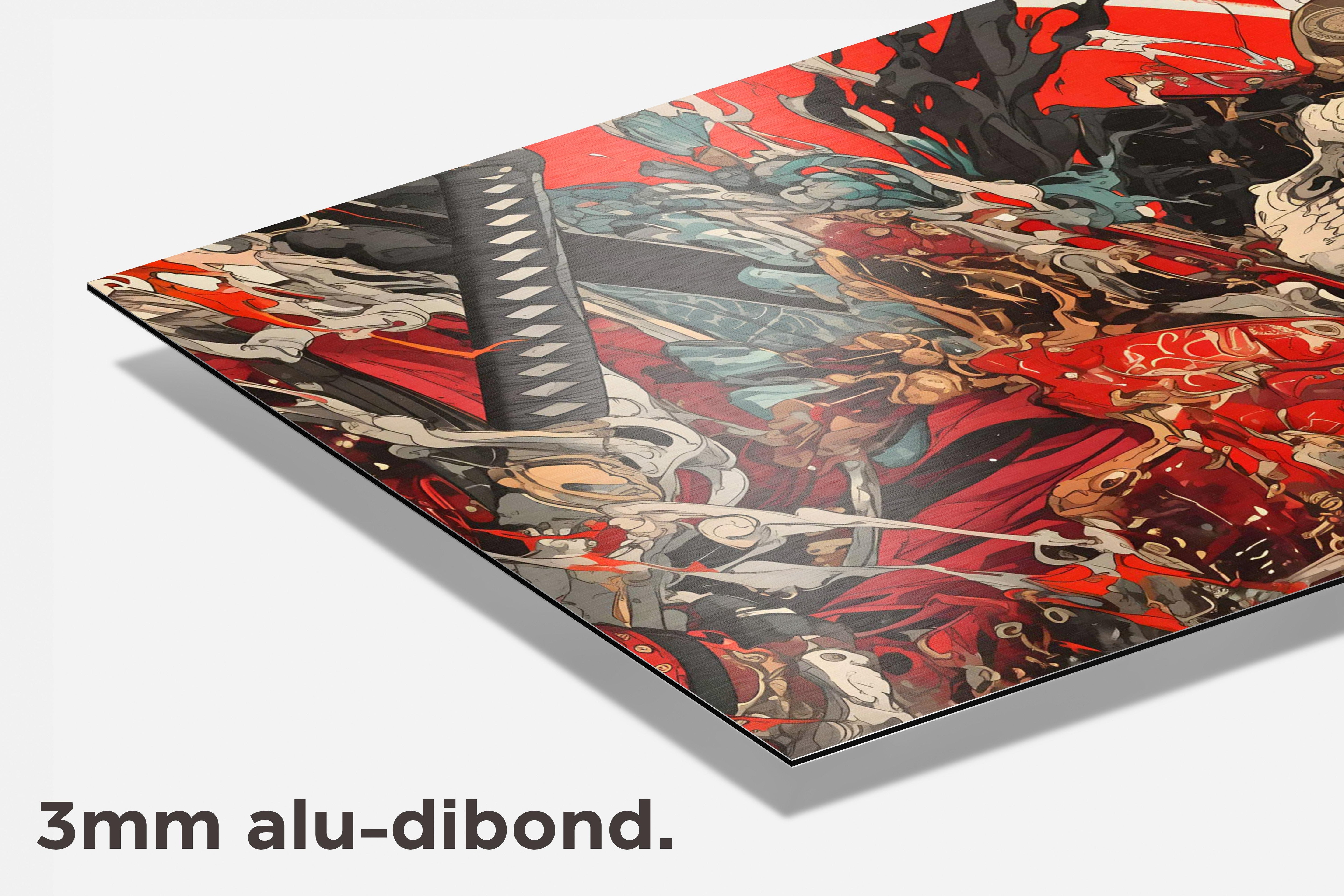 Schedel Samurai dibond detail