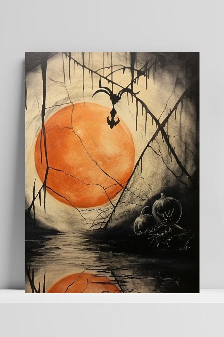 Halloween Abstract Zon op 3mm aluminium dibond