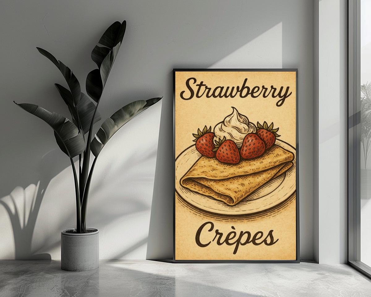 Strawberry Crepes Text poster van 25 Artstreet