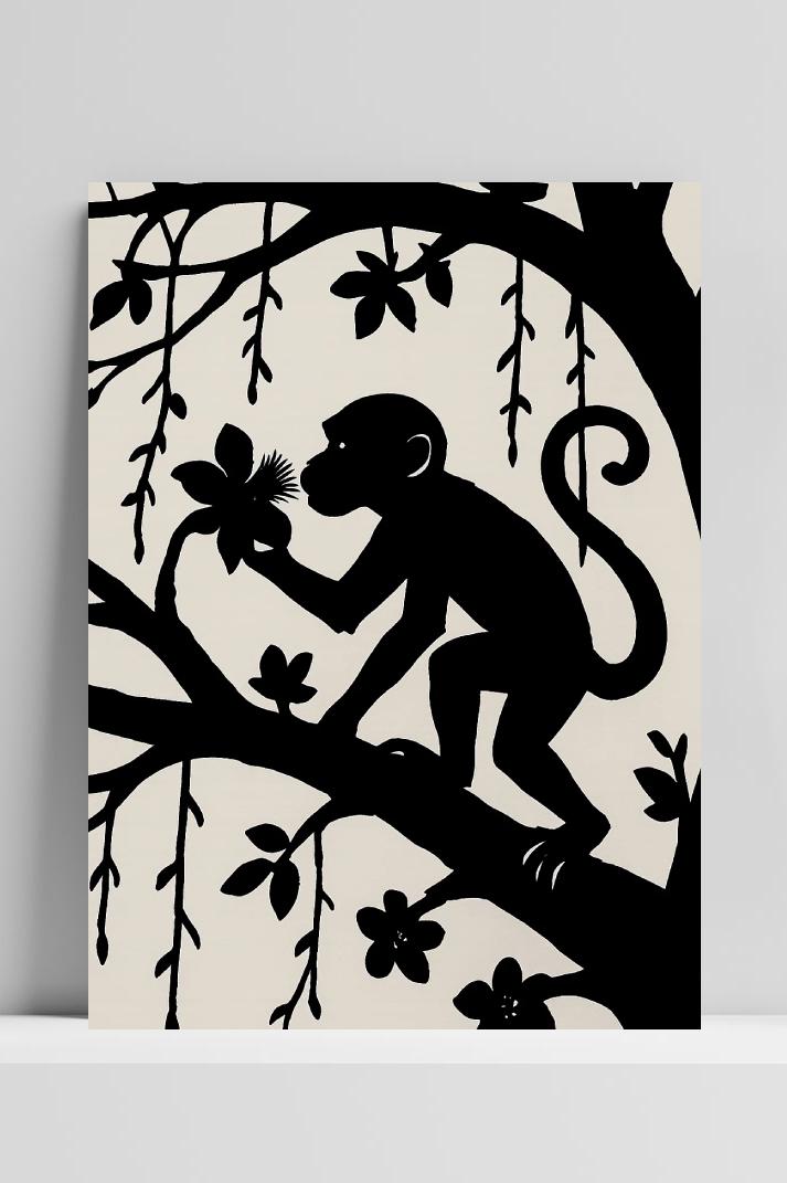 Monkey Silhouette op 3mm aluminium dibond