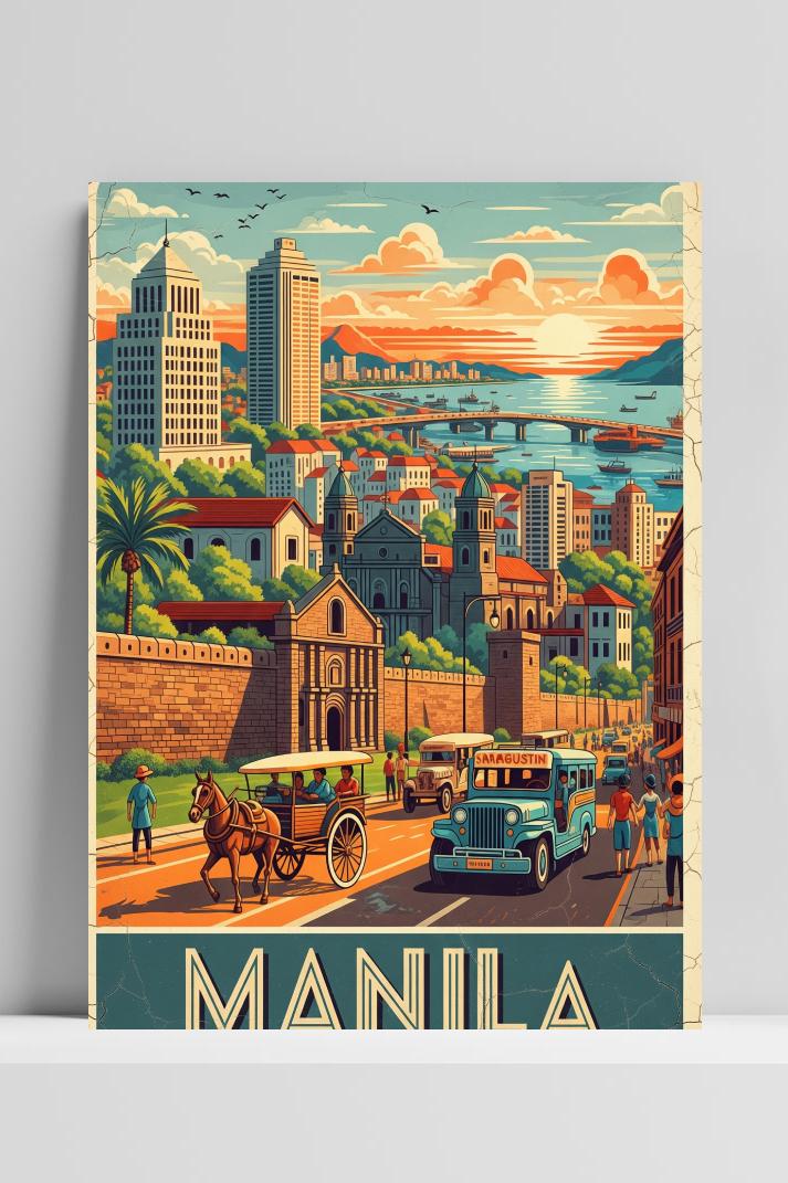 Manila Philippines Text poster van 25 Artstreet
